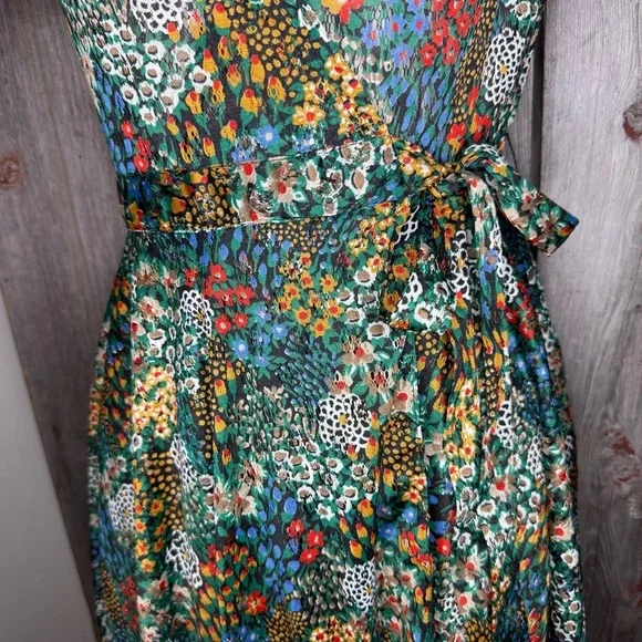 Vintage 70s Jody T of California Mesh Lace Black Floral Midi Wrap Dress size 7 - Picture 4 of 14